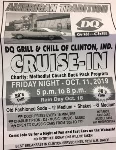 DQ Grill and Chill Cruise-In for Backpack Program @ Dairy Queen | Clinton | Indiana | United States