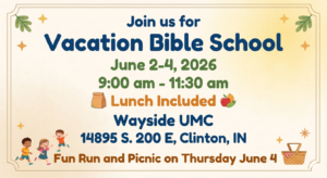 Vacation Bible School @ Wayside UMC - Buckle Up for the Ultimate Road Trip @ Wayside United Methodist Church | Clinton | Indiana | United States