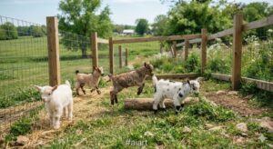 baby goats in a wooden pen